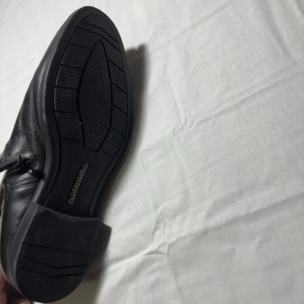 Florsheim 12140-001 Mens 11 D Black Leather Side Zip Dress Ankle Boots